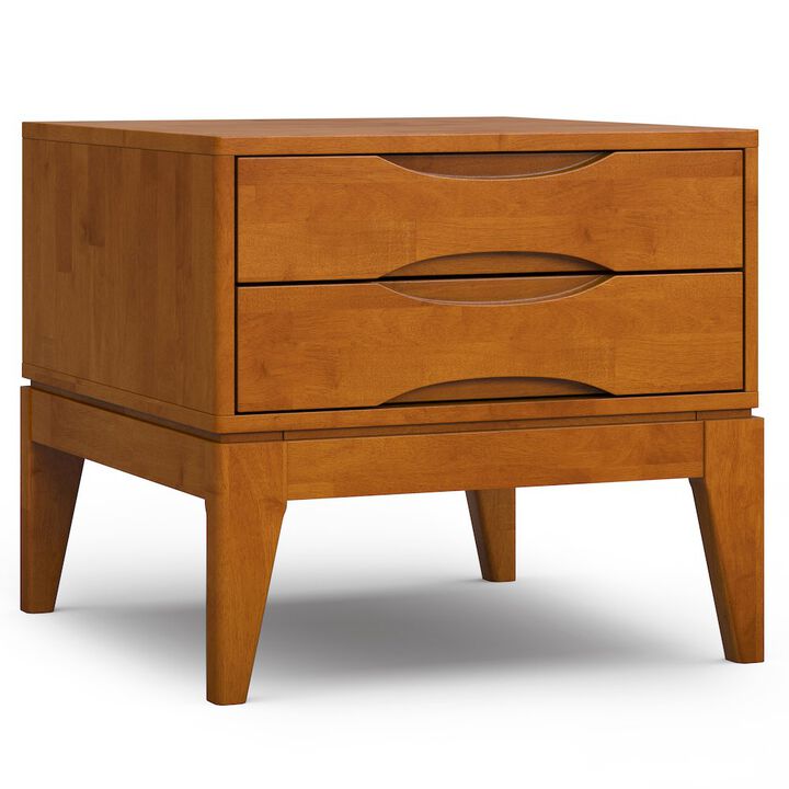 Simpli Home Harper Solid Hardwood End Table In Teak Brown
