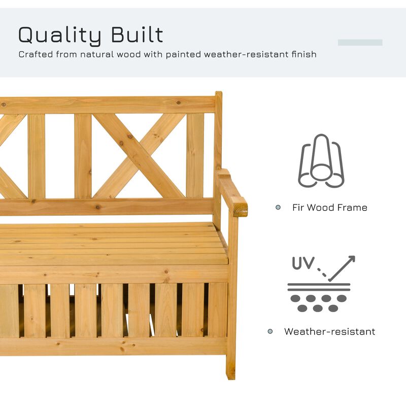 Yellow Outdoor Seating: Wooden Storage Bench with Louvered Panels