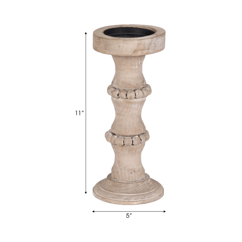 Wooden 11" Antique Style Candle Holder