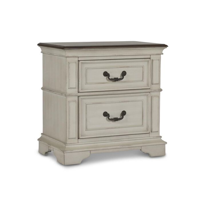 New Classic Furniture Furniture Anastasia Solid Wood Frame Nightstand in Antique White