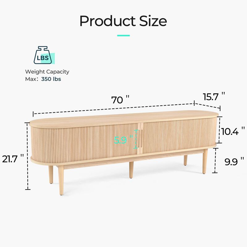 Oak HOME TV Stand for 75" TV,Entertainment Center