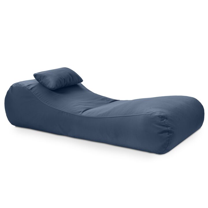 Arlo Outdoor Bean Bag Sun Lounger - Pool and Patio Chaise Bean Bag Lounger, Petal