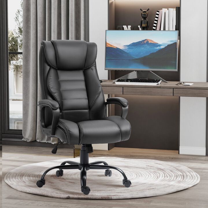 Black Office Comfort: Massage Executive Chair with 6-Point Vibration