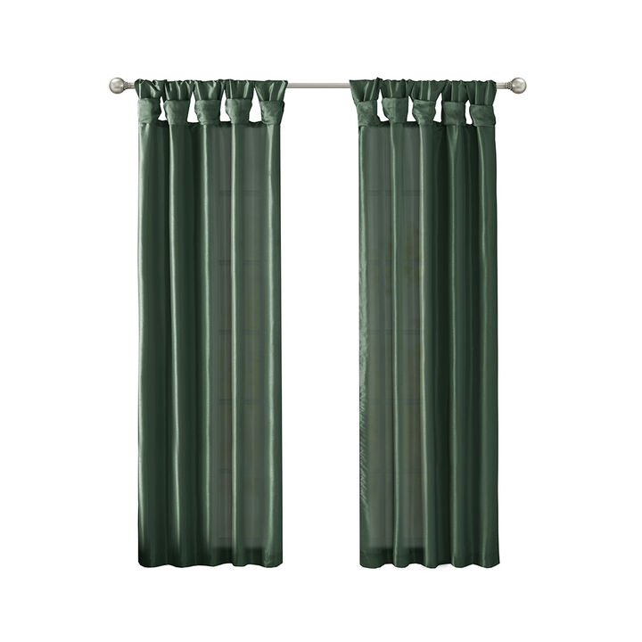 Gracie Mills Elroy Twist Tab Lined Faux Silk Window Curtain Panel - 50x108"
