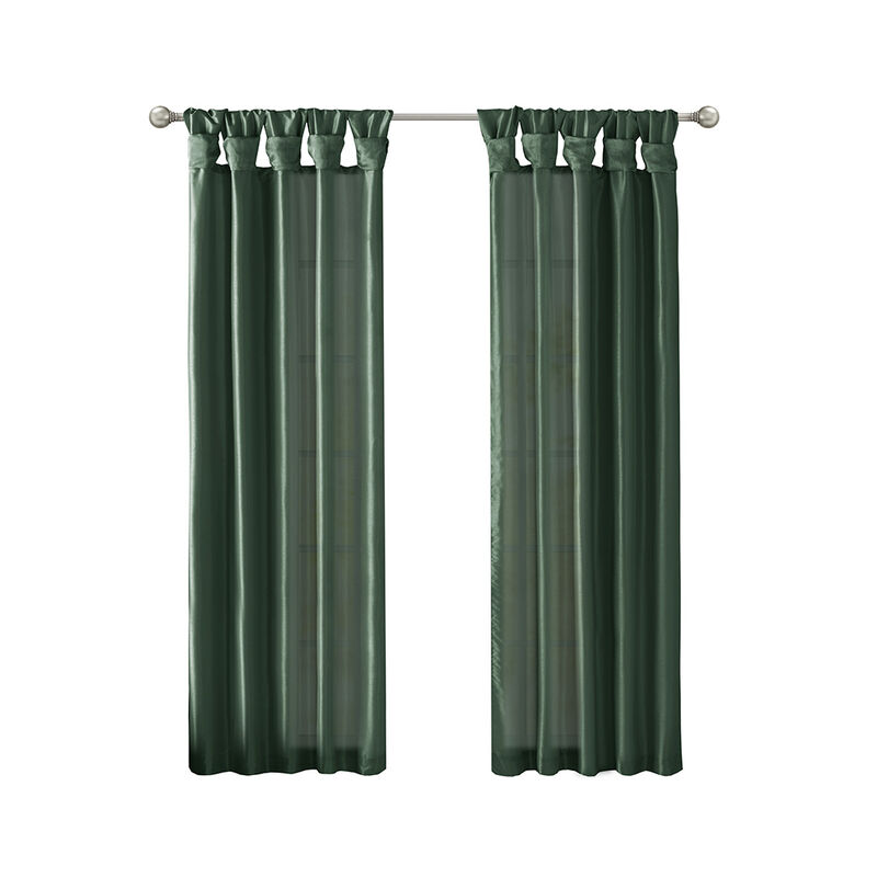 Gracie Mills Elroy Twist Tab Lined Faux Silk Window Curtain Panel - 50x108"
