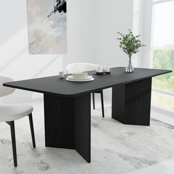 Brix 79V-Shaped Leg Square Wooden Dining Table in Walnut Color
