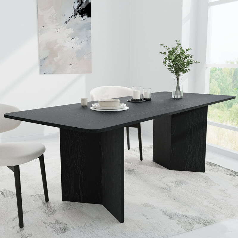 Brix 79V-Shaped Leg Square Wooden Dining Table in Walnut Color