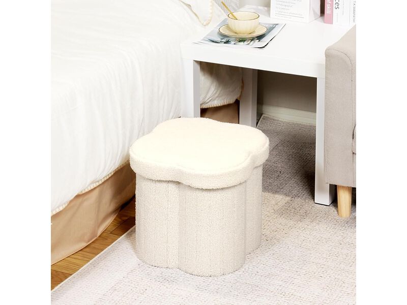 B FSOBEIIALEO Boucle Ottoman Seat for Dorm Room