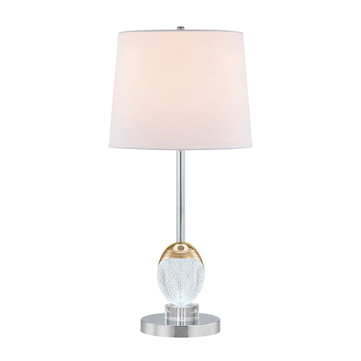 27 Inch Table Lamp, Tapered Drum Fabric Shade, Modern Metal Base, Silver-Benzara