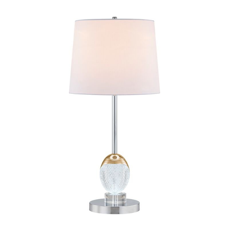 27 Inch Table Lamp, Tapered Drum Fabric Shade, Modern Metal Base, Silver-Benzara