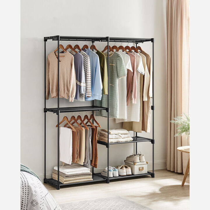 Adjustable Freestanding Closet Organizer with Hanging Rods for Efficient Wardrobe Management