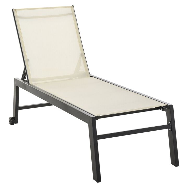 White Outdoor Recliner: Wooden Chaise Lounge with Adjustable Back