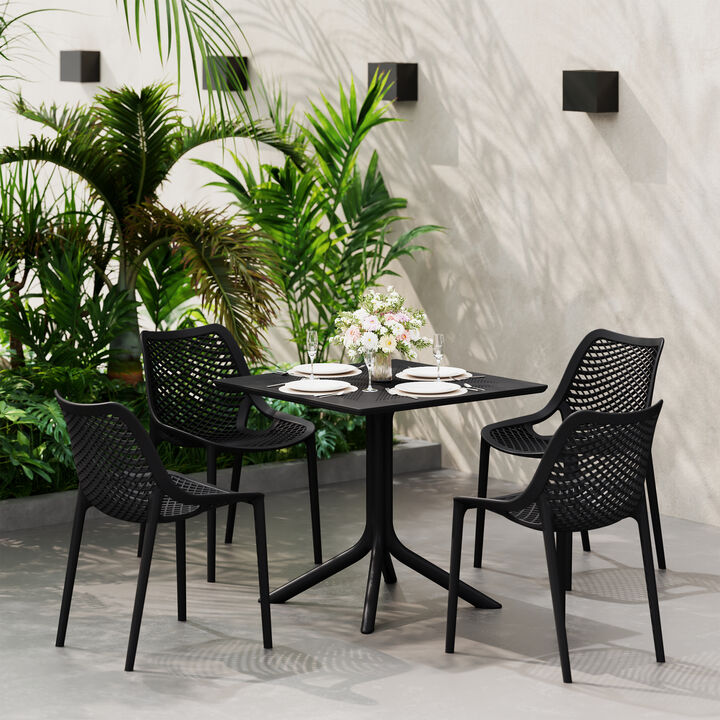 WestinTrends 31.5" Square Plastic Outdoor Patio Dining Table for 4