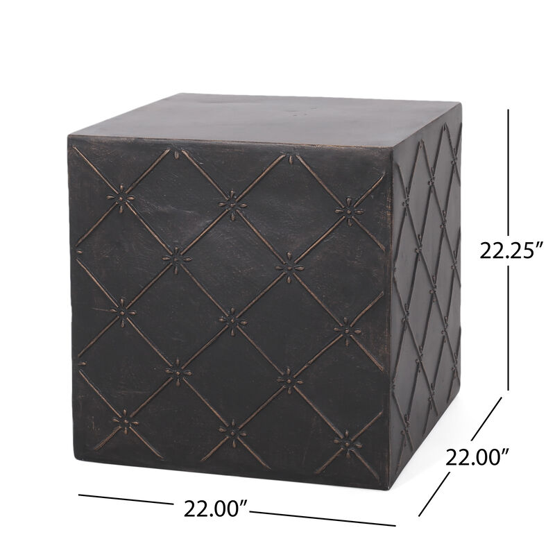 Diamond Patterned Concrete End Table for Modern Outdoor Living