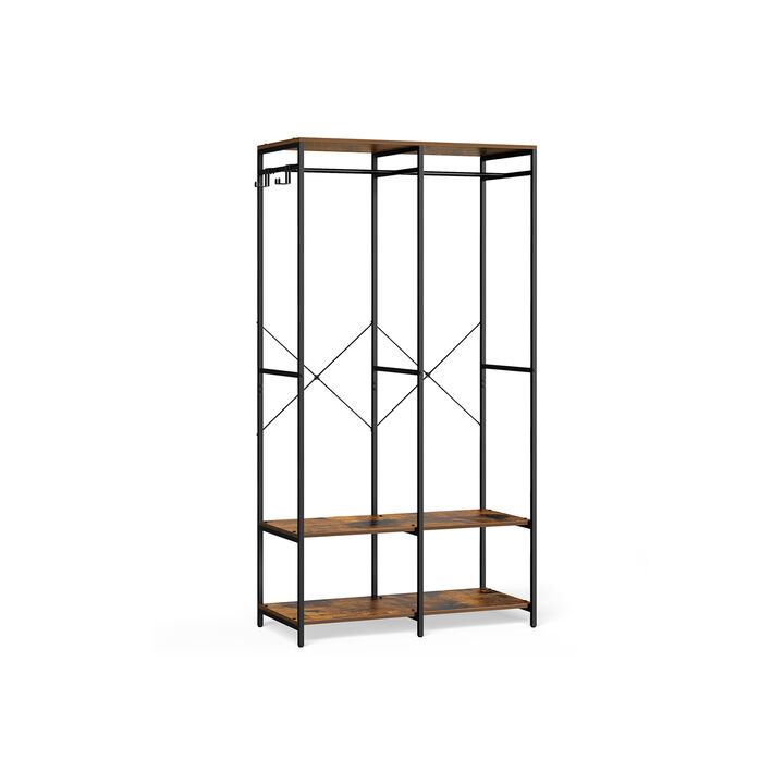 2-Column Clothes Rack with Hanging Rods for Organized Garment Storage 2-Column Clothes Rack with Hanging Rods for Organized Garment Storage