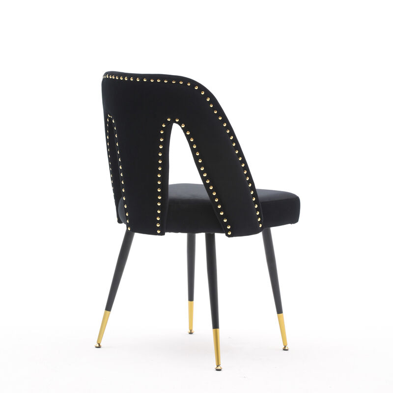 Akoya Collection Modern, Contemporary Velvet Upholstered Dining Chair With Nailheads And Trim