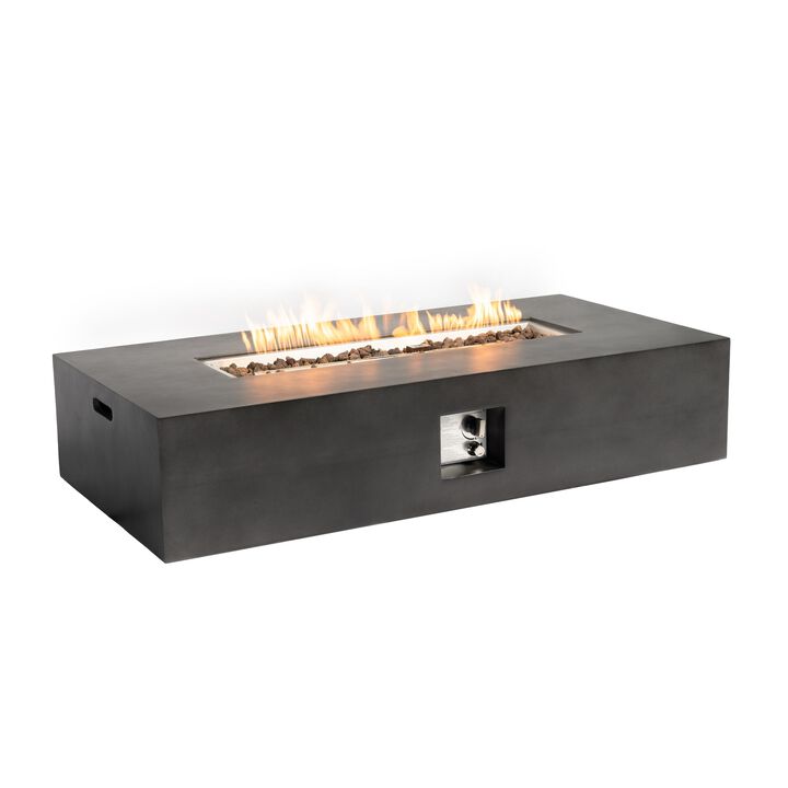 Mondawe 56" Outdoor Fiberglas Fire Pit Table,50K BTU Propane E-Ignition Waterproof Fire Table