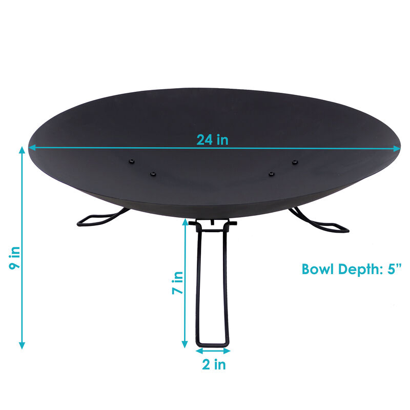 Sunnydaze Classic Ebony Steel Portable Folding Fire Pit - 24 in