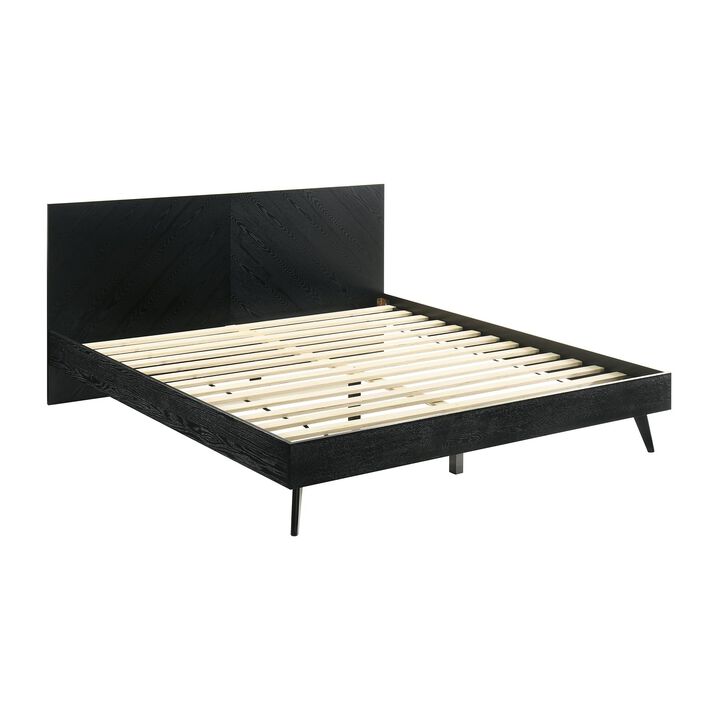Benjara Mian Bedroom 3 pcs Set, King Platform Bed and Nightstand, Sleek Black