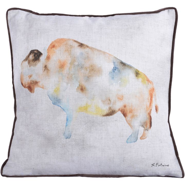 20" White Ram Velvet Square Throw Pillow