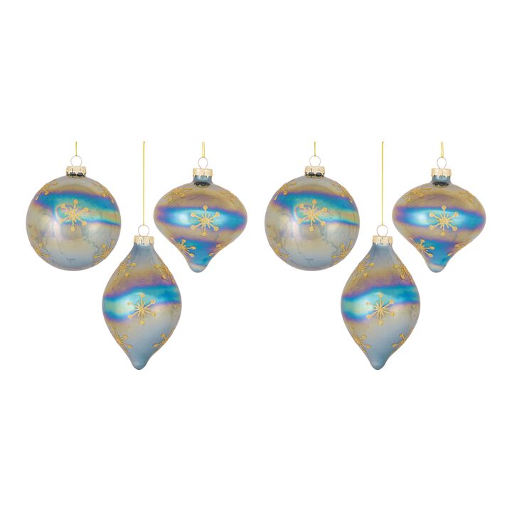 Ornament (Set of 6) 4".75"H, 4.75"H, 6"H Glass