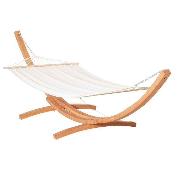 White Relaxation Station: 154" Arch Wooden Hammock with Stand