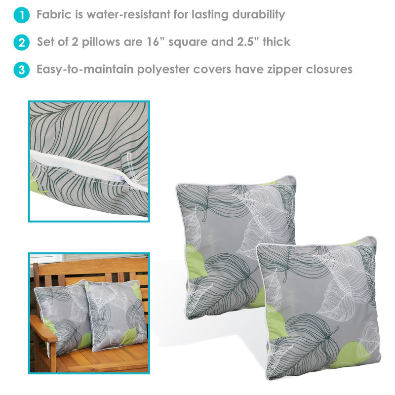 Sunnydaze Indoor/Outdoor Square Throw Pillow - 16 in