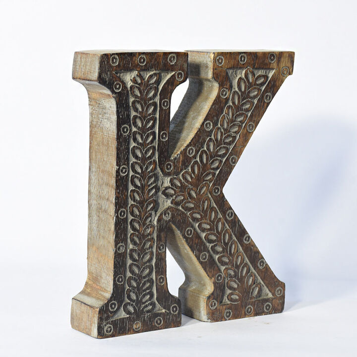 Vintage Gray Handmade Eco-Friendly "K" Alphabet Letter Block For Wall Mount & Table Top D�cor