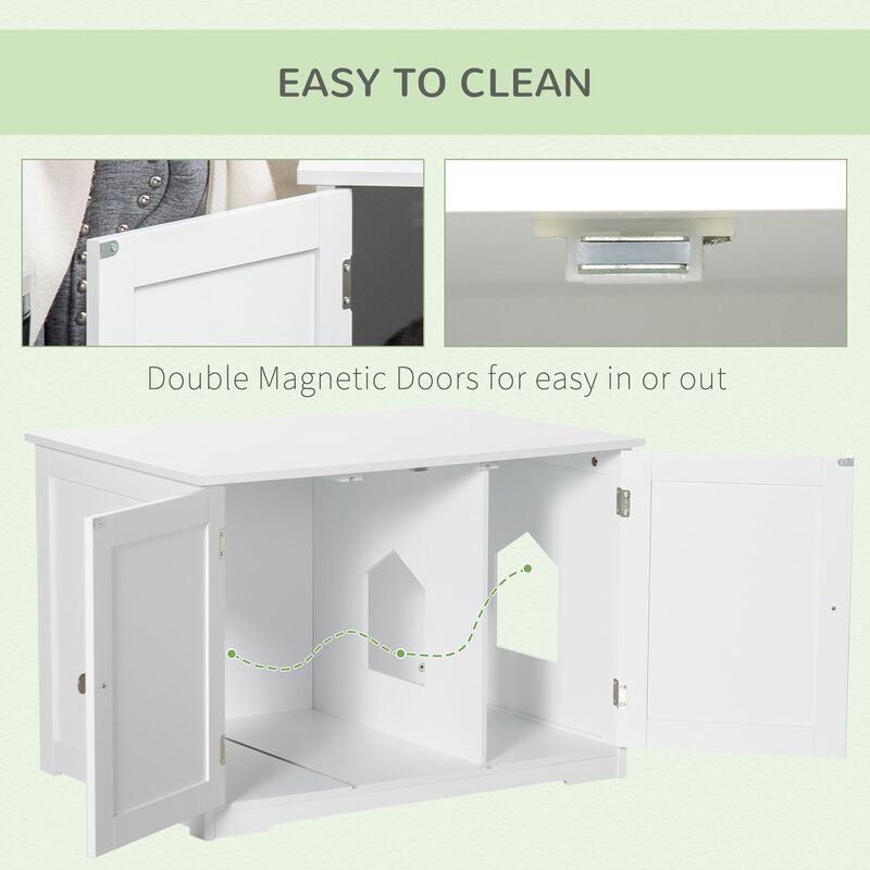 White Cat Furniture: Litter Box Side Table with Adjustable Partition