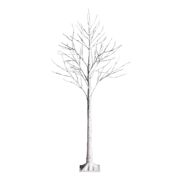 Hivvago 5 Feet Pre-lit White Twig Birch Tree with 72 LED Lights for Christmas