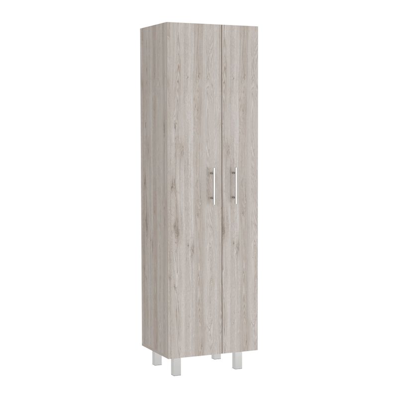 Nala Cleaning Cabinet, Double Door Cabinet, Four Legs, Five Shelves -Light Gray / White