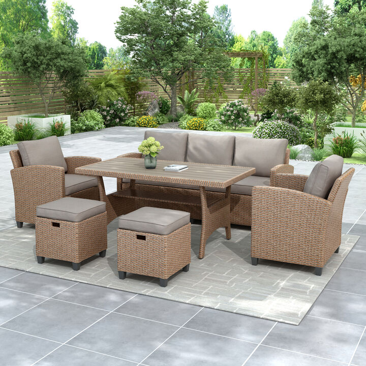 Merax Outdoor Rattan Wicker Seating Sofa Conversation Set