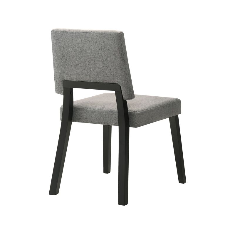 Yumi 5 Piece Dining Table Set, 4 Chairs with Charcoal Gray Fabric, Black - Benzara