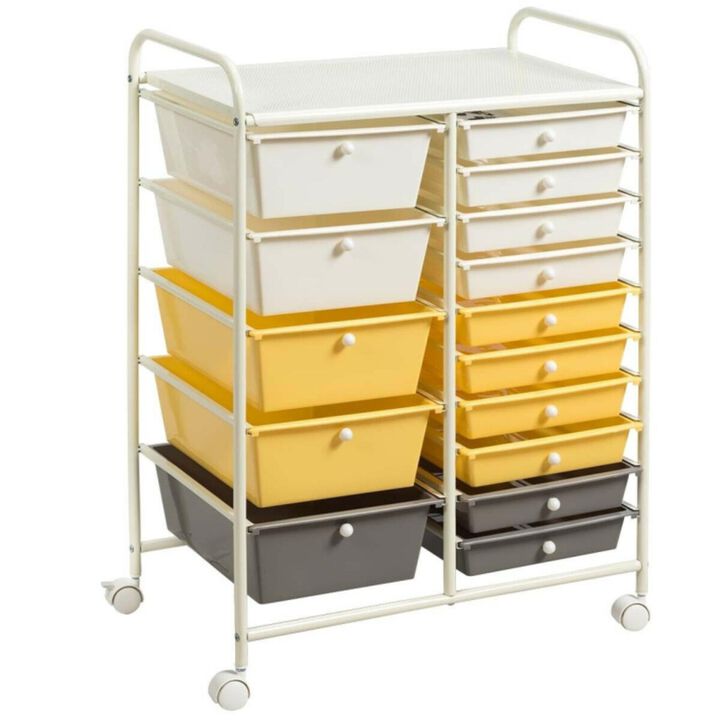 Hivvago 15-Drawer Utility Rolling Organizer Cart Multi-Use Storage