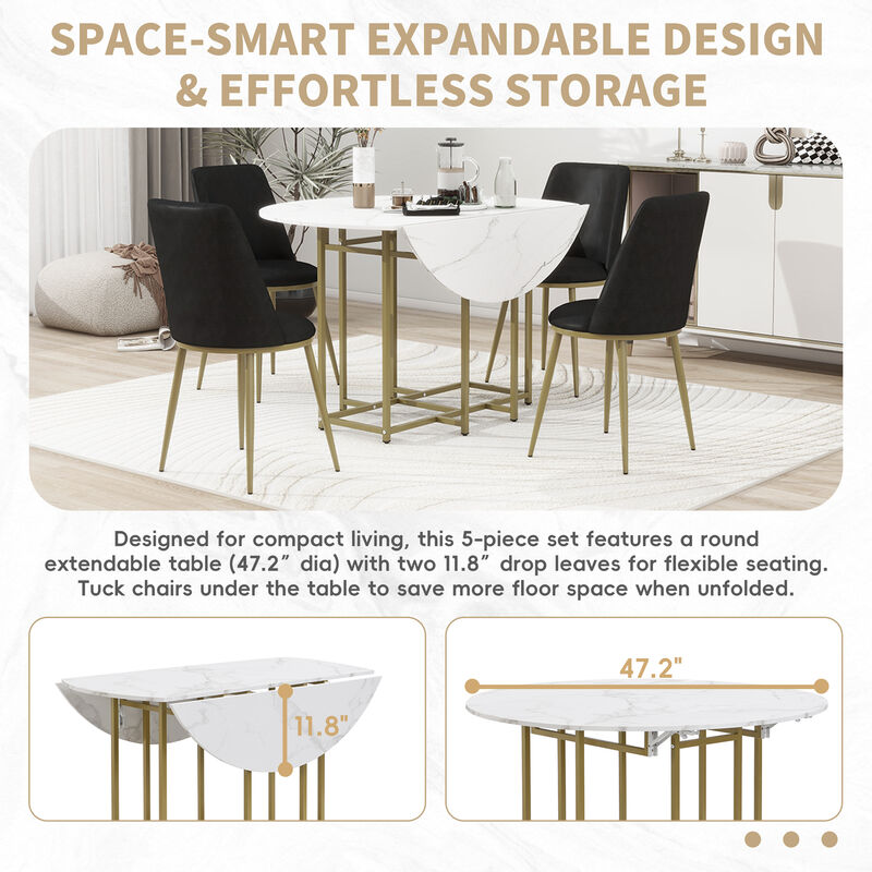 Merax 5-Piece Extendable Kitchen Dining Table Chairs Set