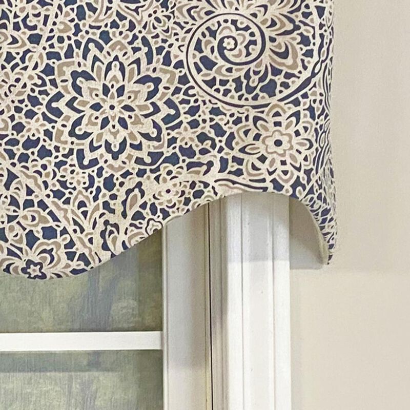 RLF Home Stella Paisley Regal Valance Pewter Gray. 3" Rod Pocket 50"W x 17"L