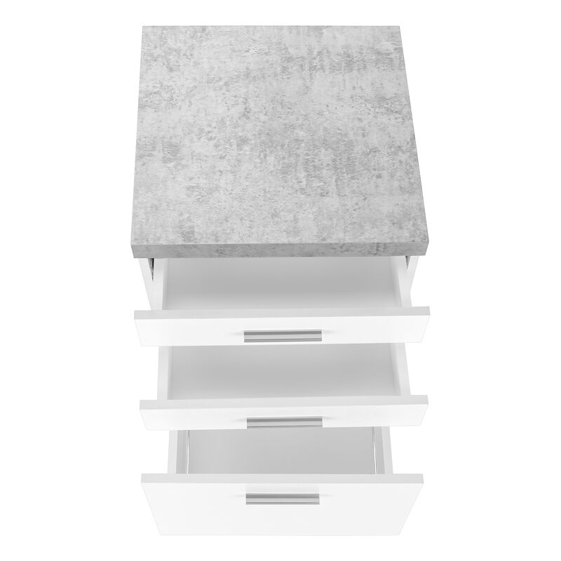 Monarch Specialties I 7051 File Cabinet, Rolling Mobile, Storage Drawers, Printer Stand, Office, Work, Laminate, Grey, White, Contemporary, Modern