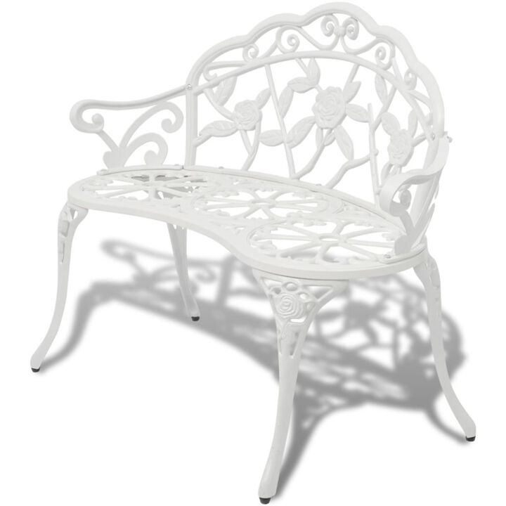 vidaXL Garden Bench 39.4 Cast Aluminium White