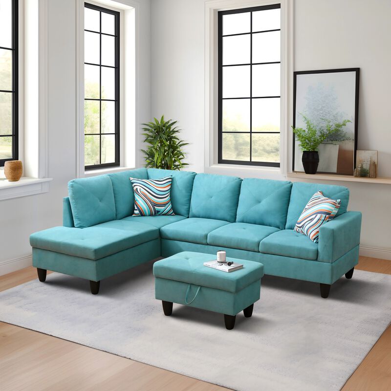 28.5 in. W Linen Rectangle Ottoman with Storage