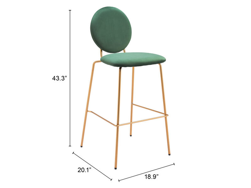 Odessa Barstool (Set of 2) Green & Gold