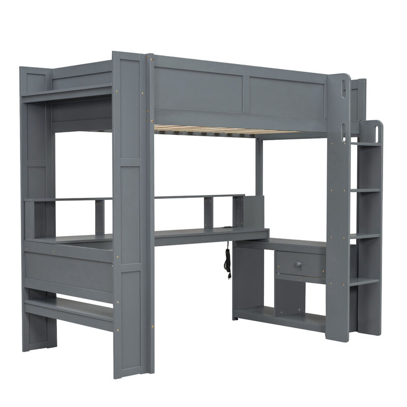 Merax Gaming Loft Bed with Desk
