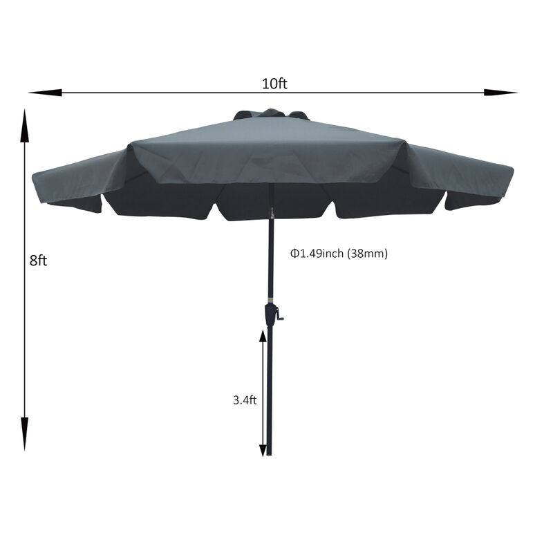 Outdoor Patio Umbrella 10Ft with Flap, 8 Ribs, Tilt & Crank