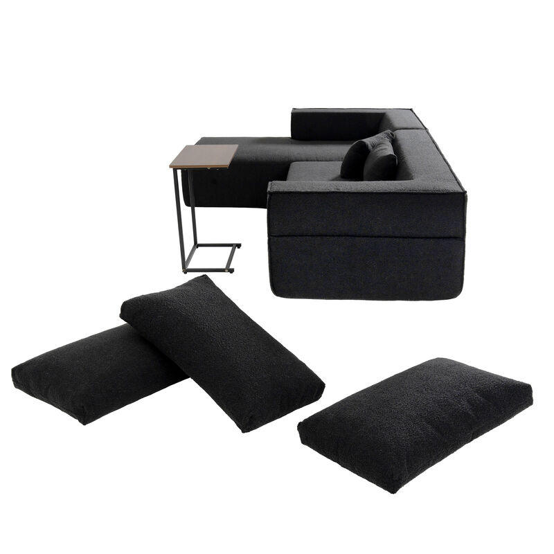 Merax Fully Compressed Modular Sectional Sofa with 1 Side Table