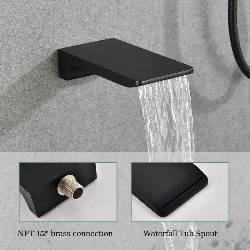 Wall Mounted Shower System with Handheld and Rainfall Shower Heads