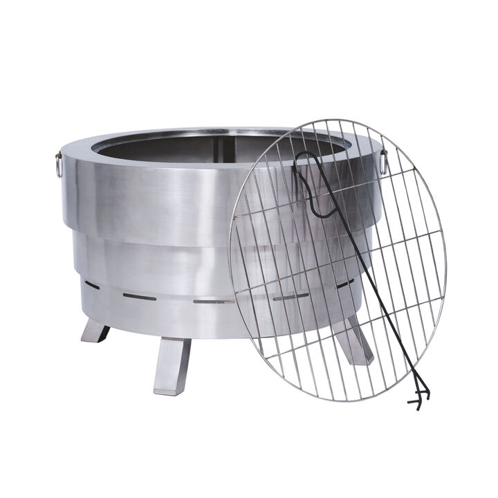 Teamson Home - 25" 304 Stainless Steel Collapsible Wood Burning Fire Pit