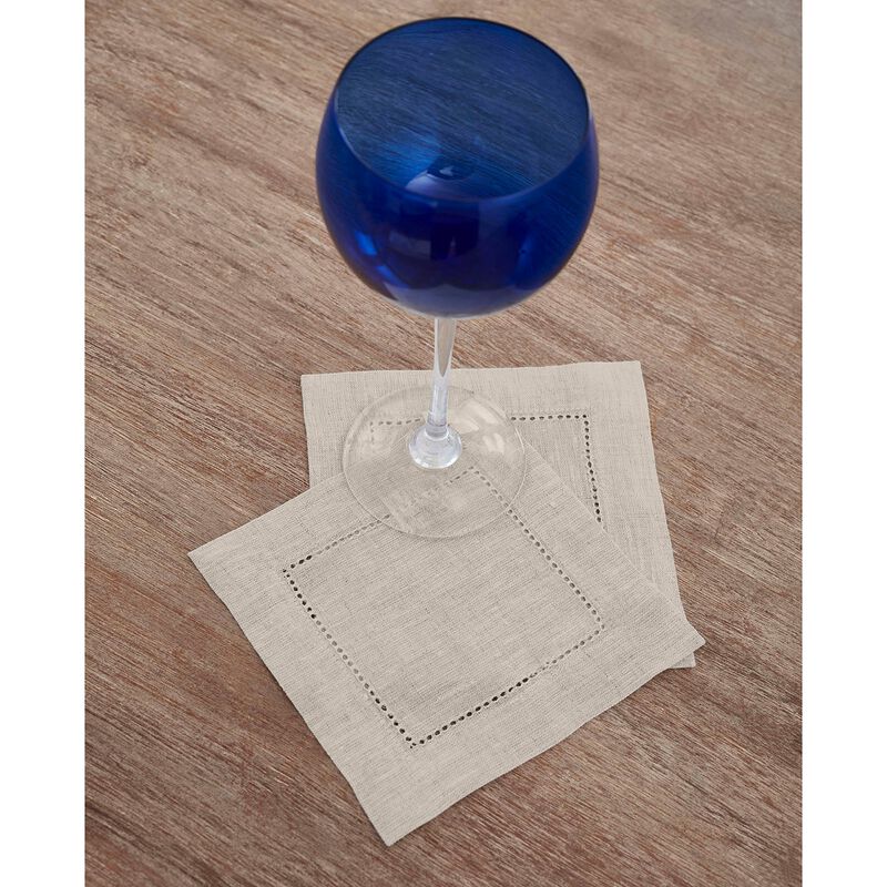 Solino Home 100% Pure Linen Dinner Napkins 20 x 20 Inch Set of 6 | Classic Hemstitch