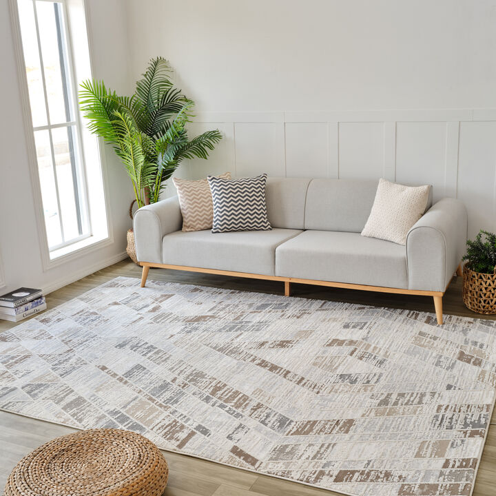 Nomad Abstract Modern Beige Brown Indoor Area Rug