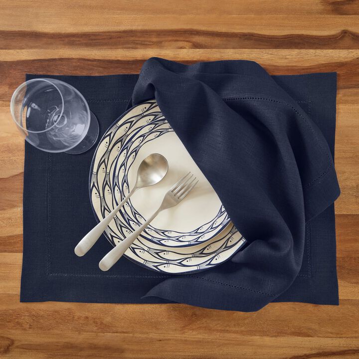 Solino Home 100% Pure Linen Cloth Napkins 20 x 20 Inch Set of 6 | Medium Weight Hemstitch Dinner Napkins