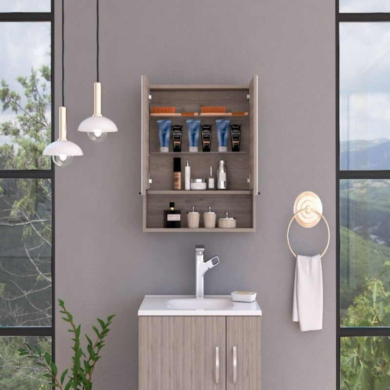 Medicine Cabinet With Mirror Lexington, Bathroom, Light Gray