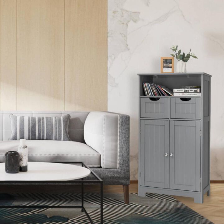 Hivvago Bathroom Wooden Side Cabinet  with 2 Drawers and 2 Doors